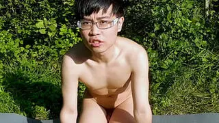 Cute asian straight twink naked out in the public